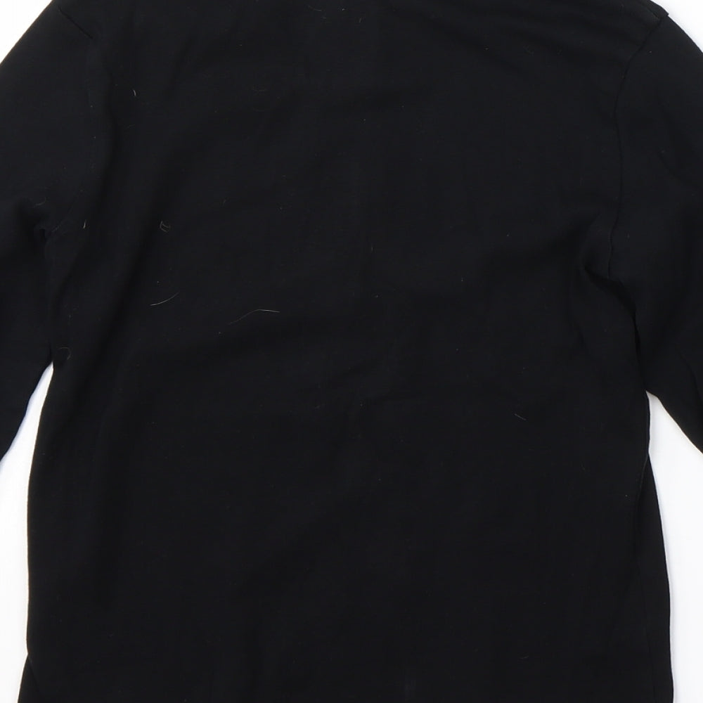 M&S Womens Black  Cotton Basic T-Shirt Size 12 Round Neck
