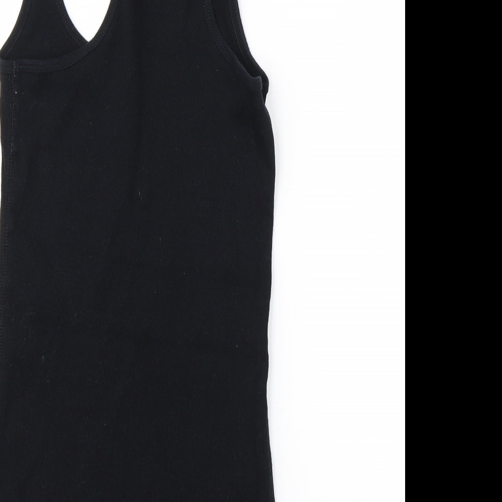 River Island Womens Black  100% Cotton Basic Tank Size 12 Round Neck