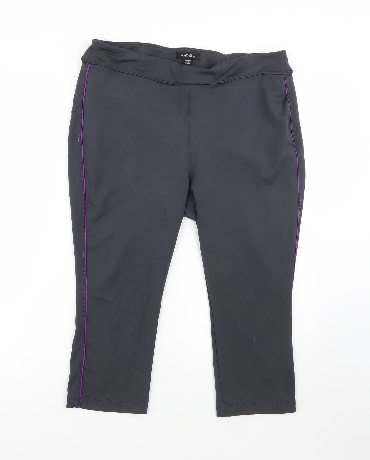 Magi Fit Womens Grey  Polyester Cropped Leggings Size 16