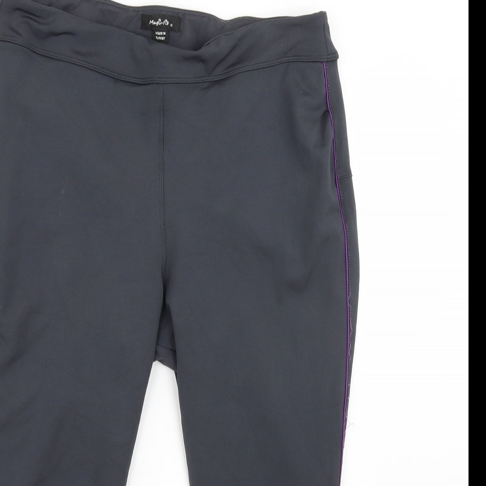 Magi Fit Womens Grey  Polyester Cropped Leggings Size 16
