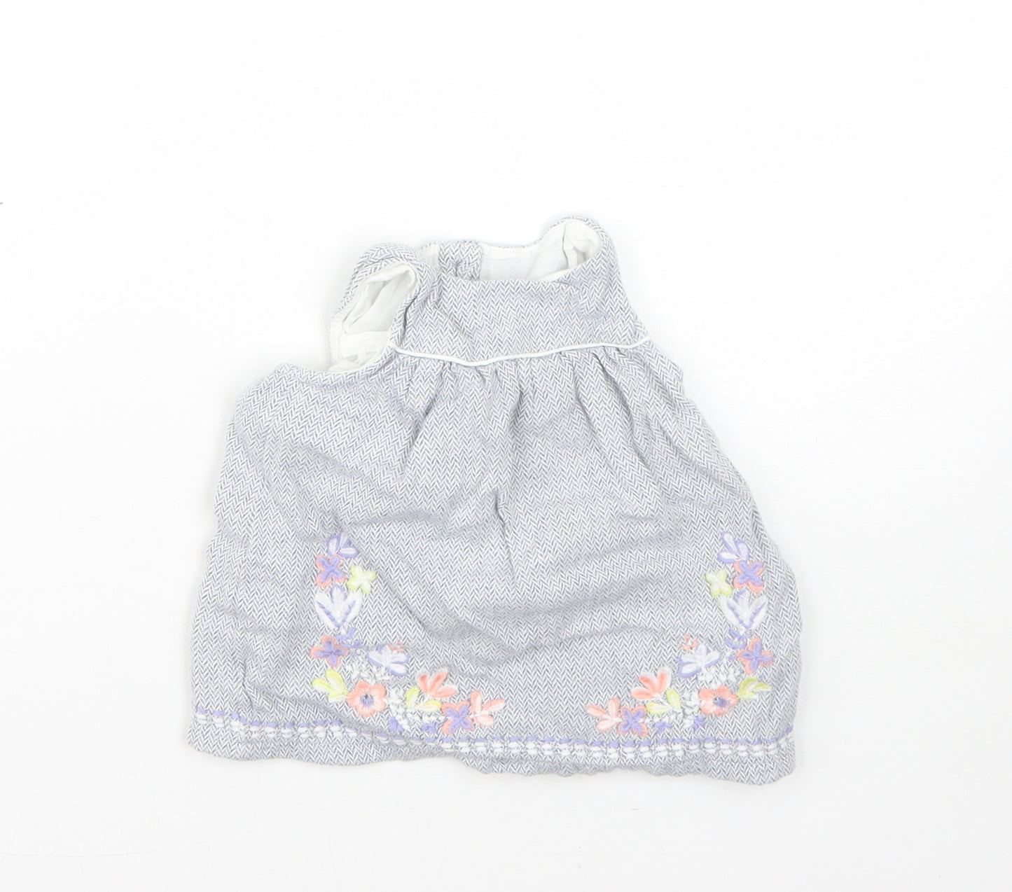 TU Girls Blue Floral Cotton Pinafore/Dungaree Dress  Size Newborn  Square Neck