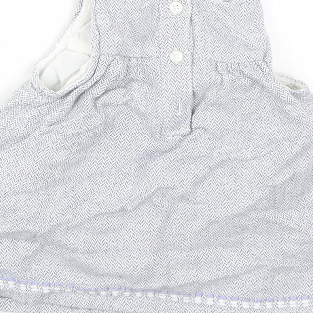 TU Girls Blue Floral Cotton Pinafore/Dungaree Dress  Size Newborn  Square Neck