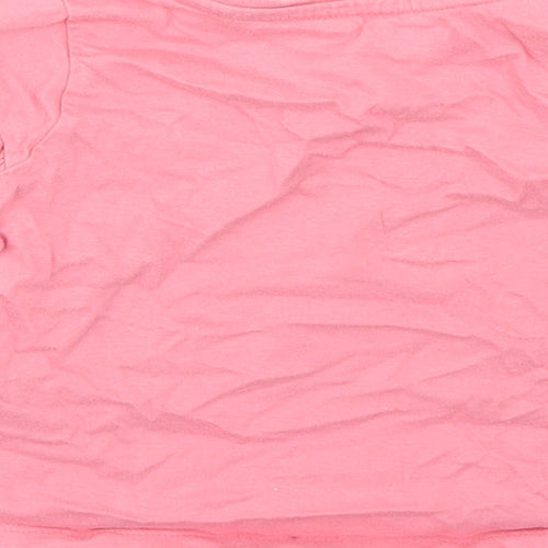 Nutmeg Girls Pink  Cotton Basic T-Shirt Size 12-18 Months Round Neck