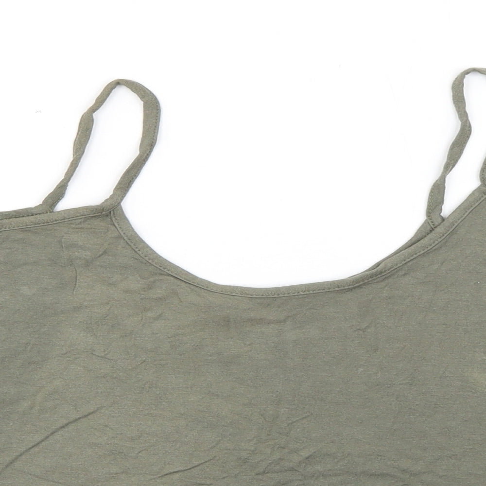 Boohoo Womens Green  Viscose Cropped T-Shirt Size 16 Round Neck