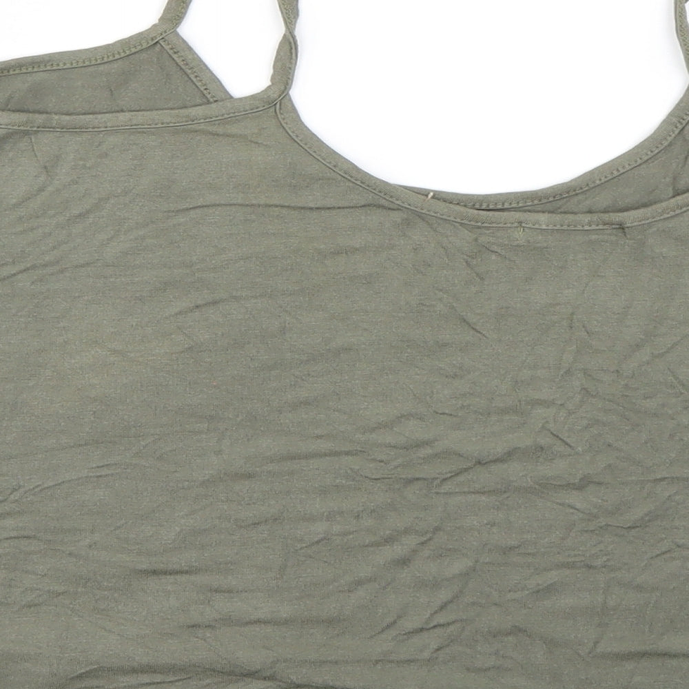 Boohoo Womens Green  Viscose Cropped T-Shirt Size 16 Round Neck