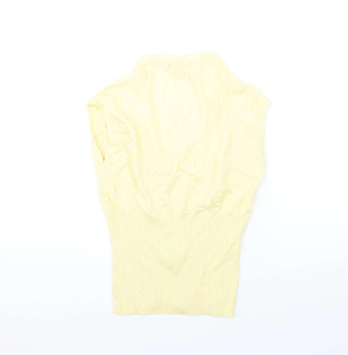 Jane Norman Womens Yellow  Viscose Basic Blouse Size 14 Round Neck