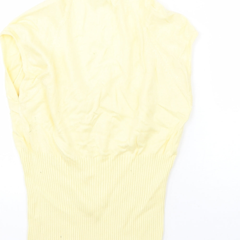 Jane Norman Womens Yellow  Viscose Basic Blouse Size 14 Round Neck