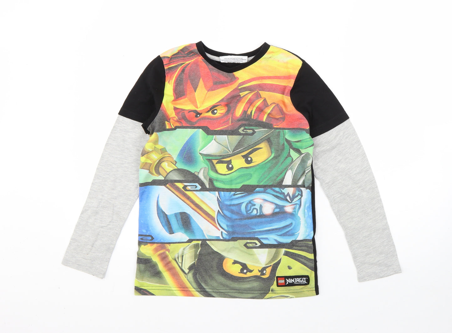 LEGO Boys Black  Cotton Basic T-Shirt Size 9-10 Years Round Neck  - ninjago