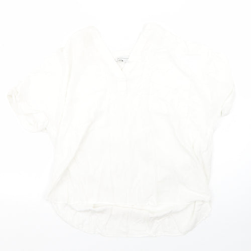 Warehouse Womens White  Viscose Basic Blouse Size 8 V-Neck