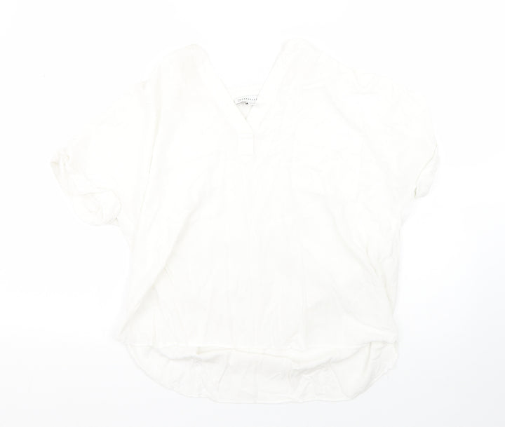 Warehouse Womens White  Viscose Basic Blouse Size 8 V-Neck