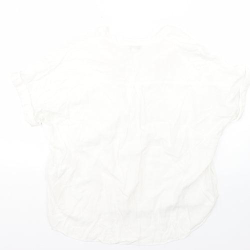 Warehouse Womens White  Viscose Basic Blouse Size 8 V-Neck