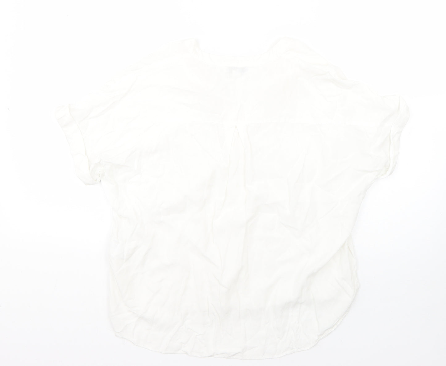 Warehouse Womens White  Viscose Basic Blouse Size 8 V-Neck