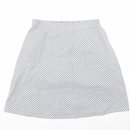 Villa Clothin Womens Grey Striped Cotton A-Line Skirt Size 36 in