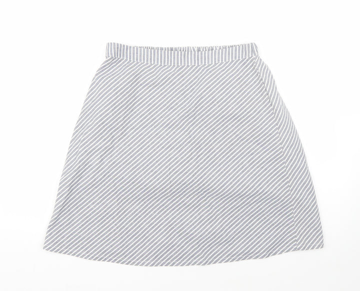 Villa Clothin Womens Grey Striped Cotton A-Line Skirt Size 36 in