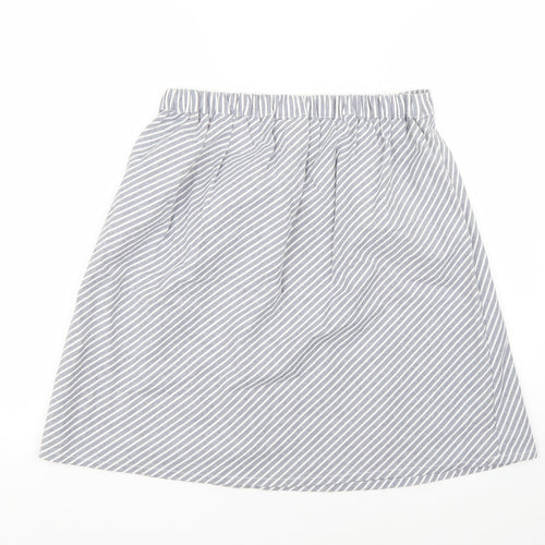 Villa Clothin Womens Grey Striped Cotton A-Line Skirt Size 36 in
