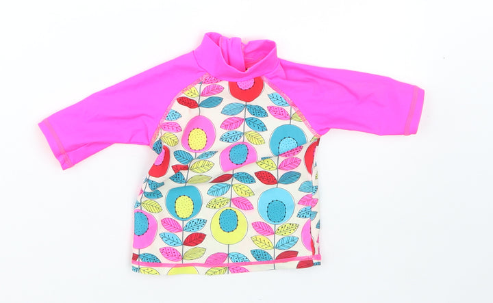 Mini Clube Girls Pink Floral Polyester  Blouse Size 6-9 Months Halter  - swim beach