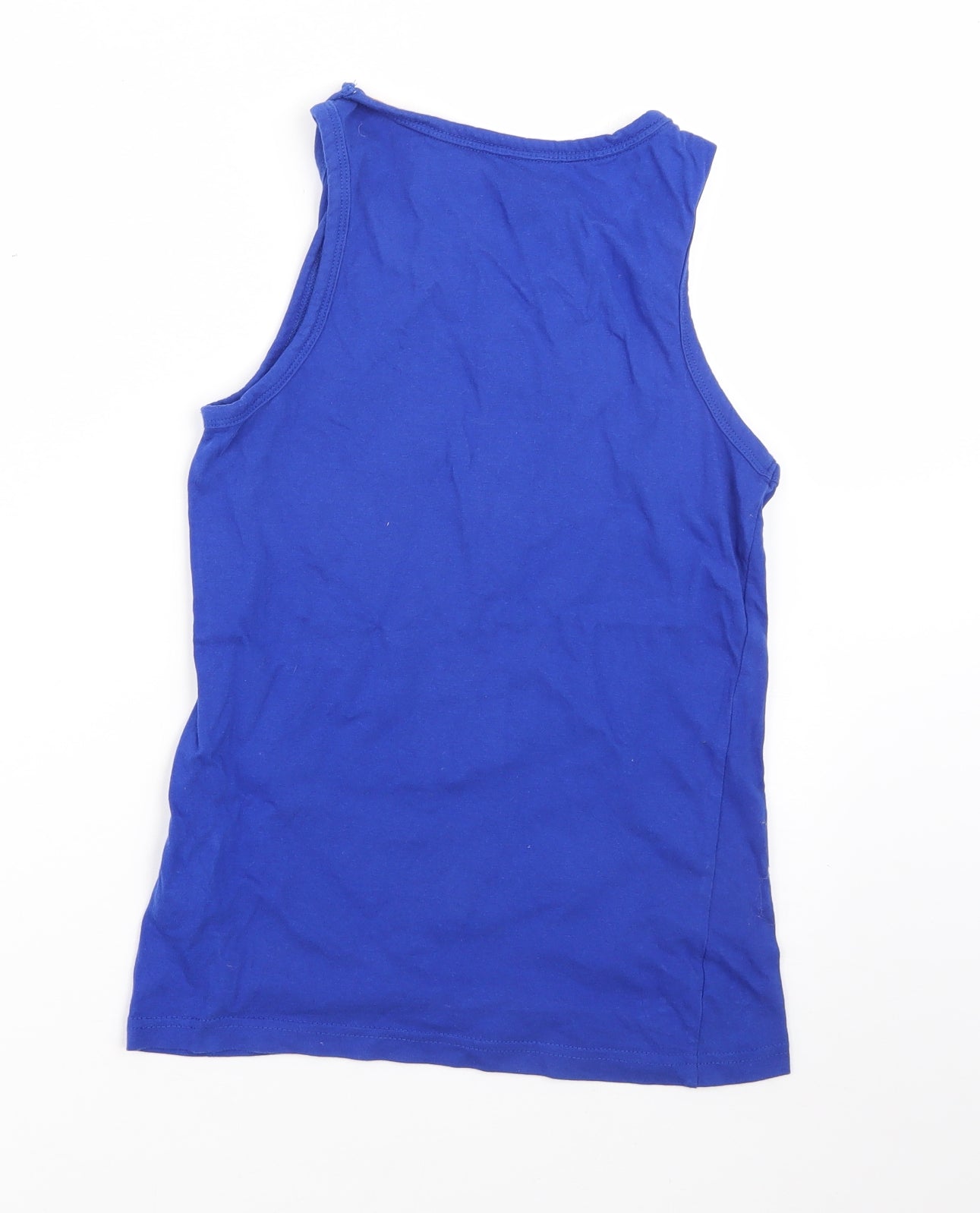 Rebel Boys Blue  Cotton Basic Tank Size 9-10 Years Round Neck
