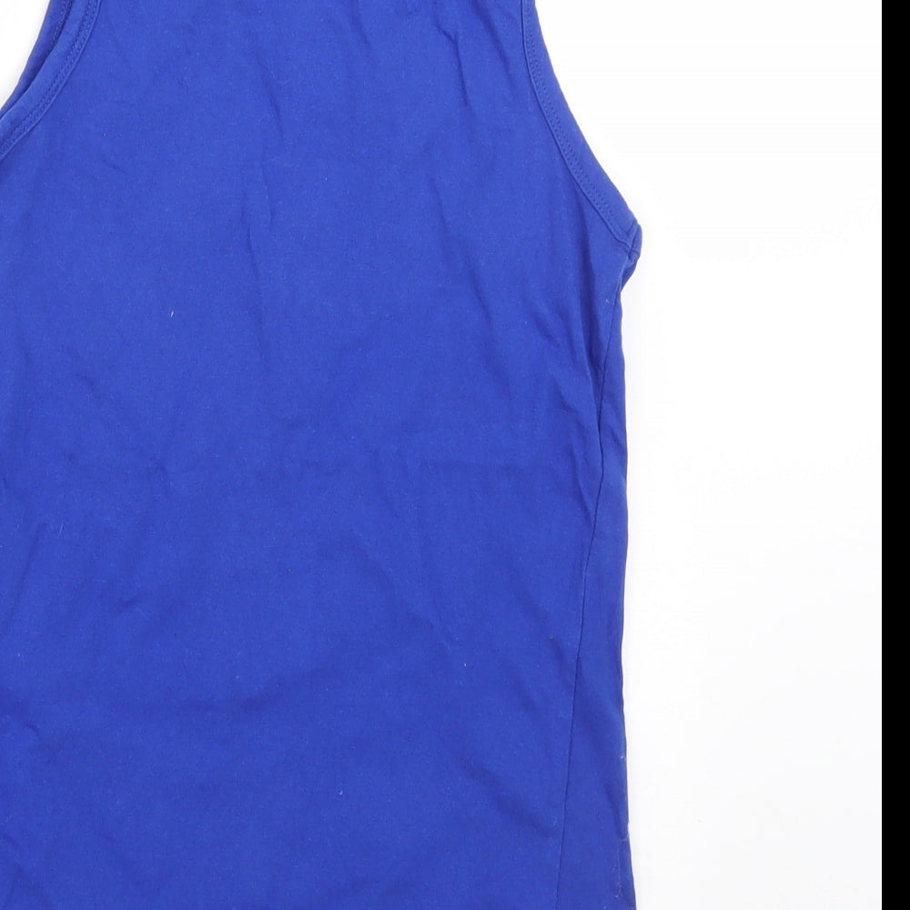 Rebel Boys Blue  Cotton Basic Tank Size 9-10 Years Round Neck