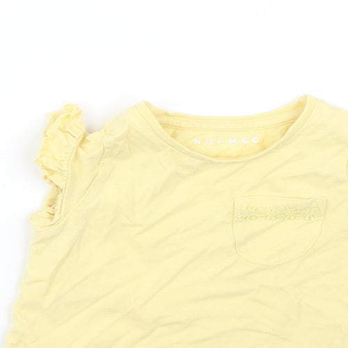 George Girls Yellow  Cotton Basic T-Shirt Size 12-18 Months Round Neck
