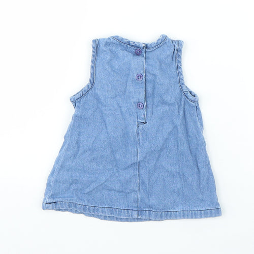 M&Co Girls Blue  Cotton T-Shirt Dress  Size 0-3 Months  Round Neck