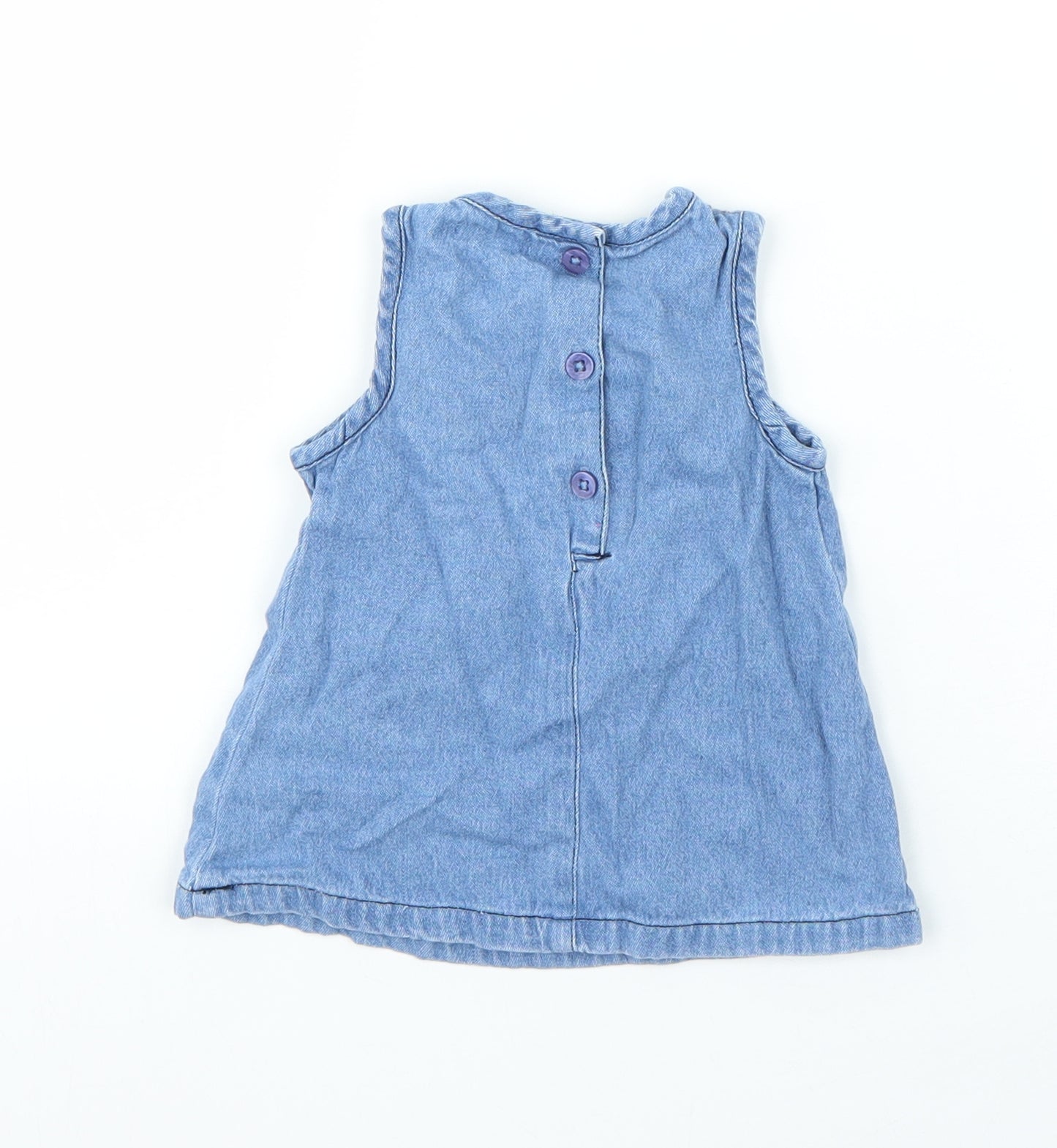 M&Co Girls Blue  Cotton T-Shirt Dress  Size 0-3 Months  Round Neck