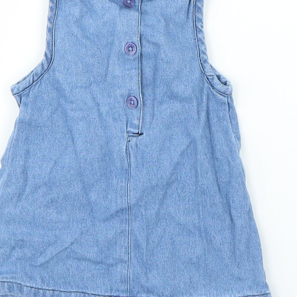 M&Co Girls Blue  Cotton T-Shirt Dress  Size 0-3 Months  Round Neck