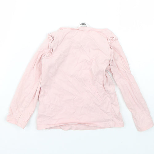 M&Co Girls Pink  Cotton Basic T-Shirt Size 2-3 Years Round Neck  - love heart
