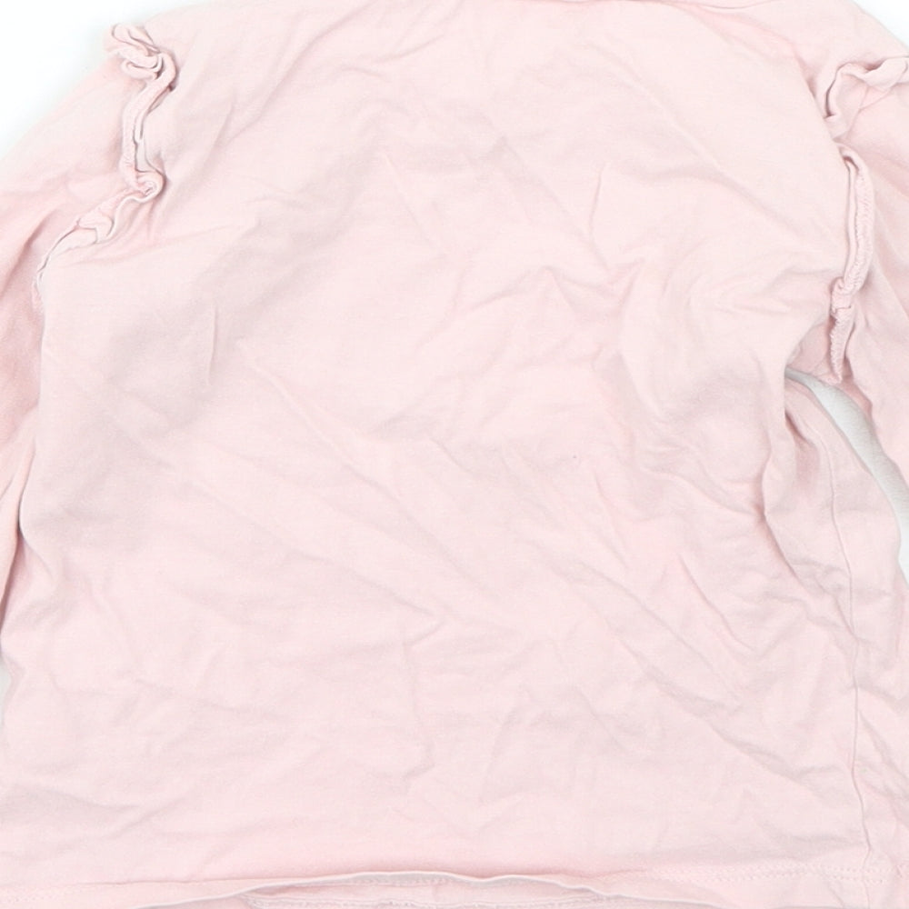 M&Co Girls Pink  Cotton Basic T-Shirt Size 2-3 Years Round Neck  - love heart
