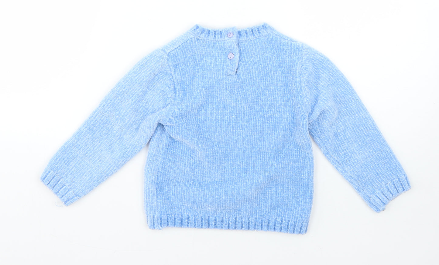 M&Co Girls Blue Round Neck  Polyester Pullover Jumper Size 2-3 Years   - unicorn