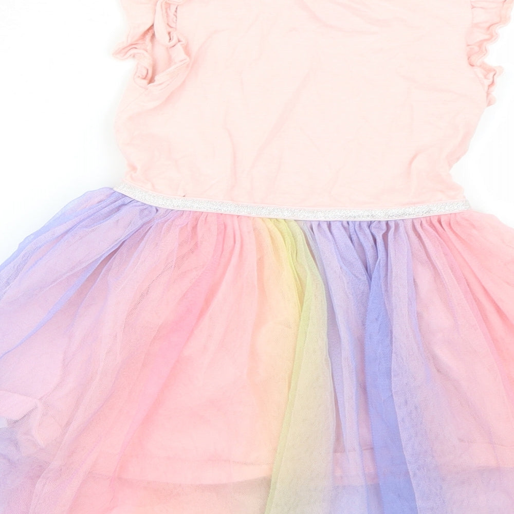 F&F Girls Pink  Cotton Tutu Dress  Size 2-3 Years  Round Neck  - rabbit