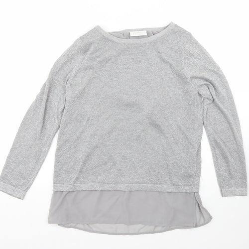 Wallis Womens Grey Round Neck  Viscose Pullover Jumper Size 14
