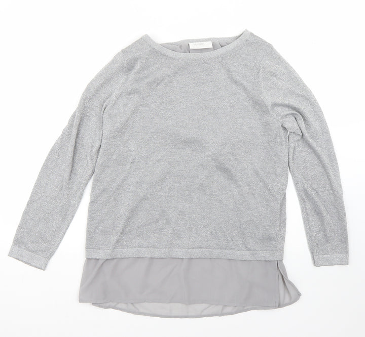Wallis Womens Grey Round Neck Viscose Pullover Jumper Size 14
