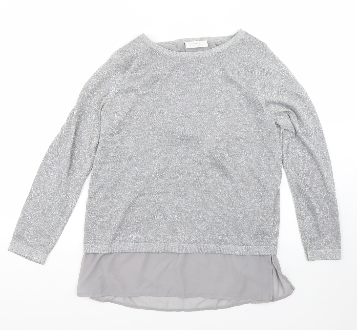 Wallis Womens Grey Round Neck  Viscose Pullover Jumper Size 14