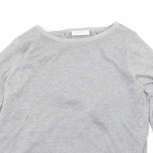 Wallis Womens Grey Round Neck  Viscose Pullover Jumper Size 14