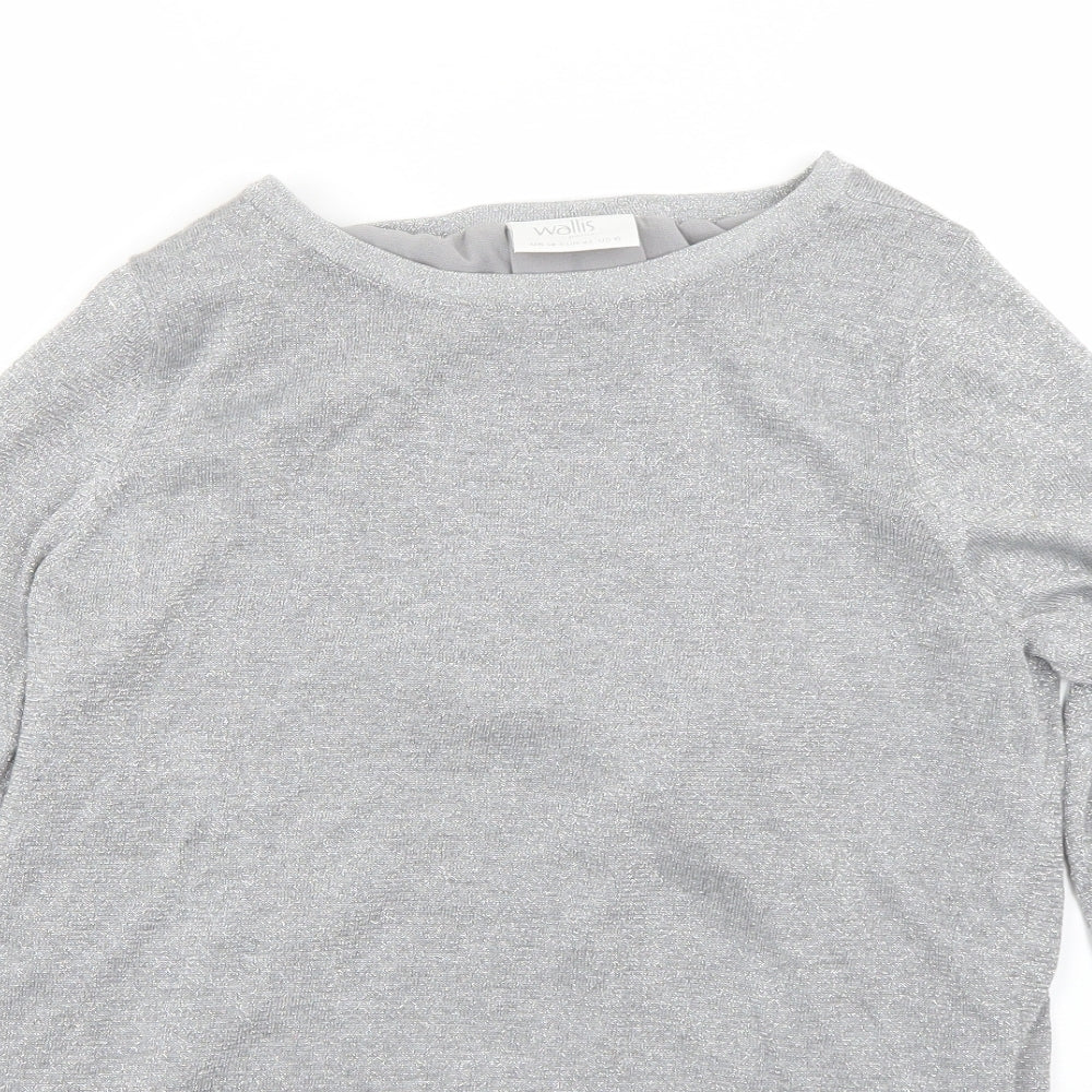 Wallis Womens Grey Round Neck  Viscose Pullover Jumper Size 14