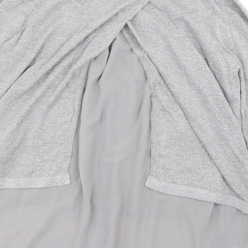 Wallis Womens Grey Round Neck  Viscose Pullover Jumper Size 14
