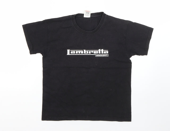 Fruit of the Loom Girls Black  Cotton Basic T-Shirt Size 7-8 Years Round Neck