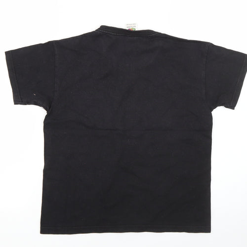 Fruit of the Loom Girls Black  Cotton Basic T-Shirt Size 7-8 Years Round Neck