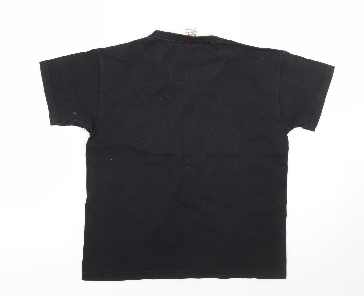 Fruit of the Loom Girls Black  Cotton Basic T-Shirt Size 7-8 Years Round Neck