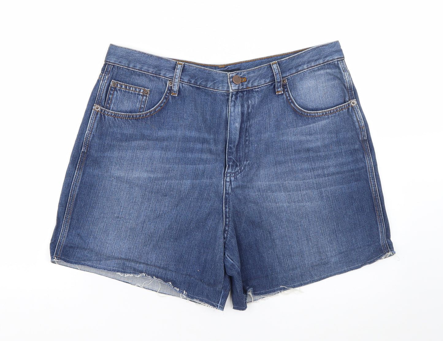 Dorothy Perkins Womens Blue  Cotton Hot Pants Shorts Size 16 L4 in Regular