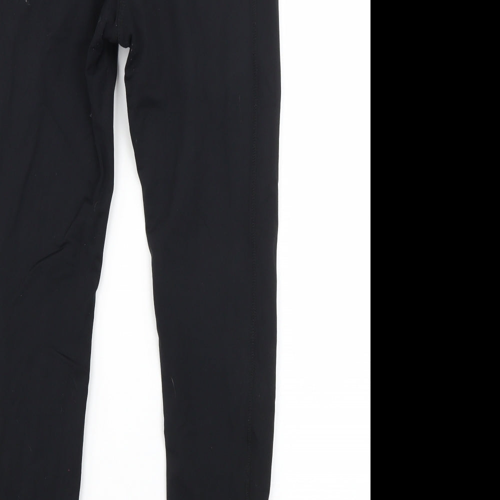 USA Pro Womens Black  Nylon Compression Leggings Size 10 L21 in Regular