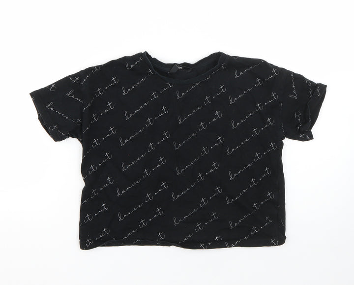 George Boys Black  Cotton Basic T-Shirt Size 9-10 Years Round Neck