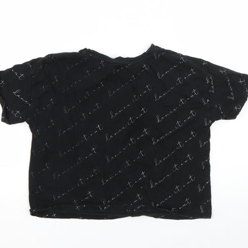 George Boys Black  Cotton Basic T-Shirt Size 9-10 Years Round Neck