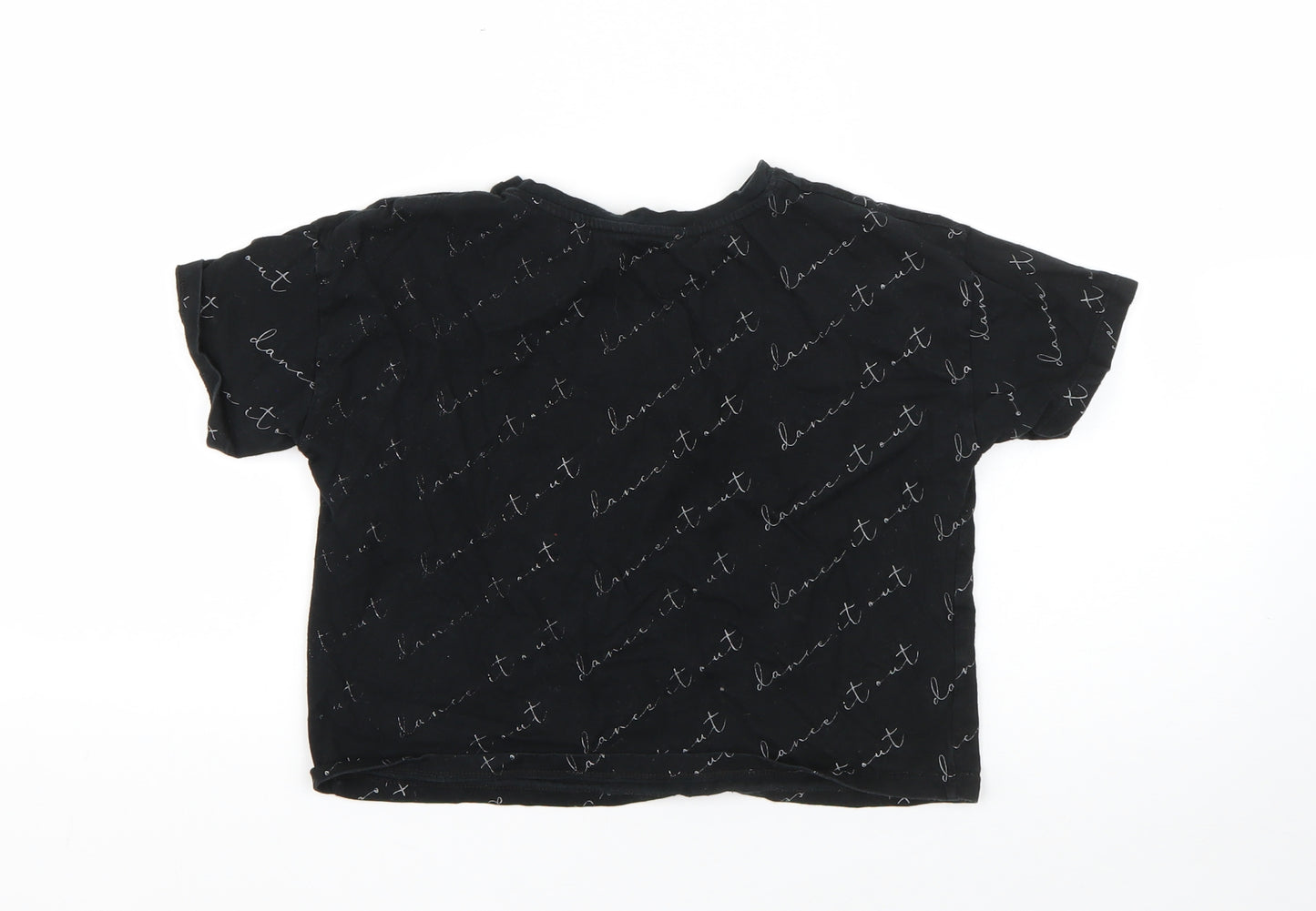 George Boys Black  Cotton Basic T-Shirt Size 9-10 Years Round Neck