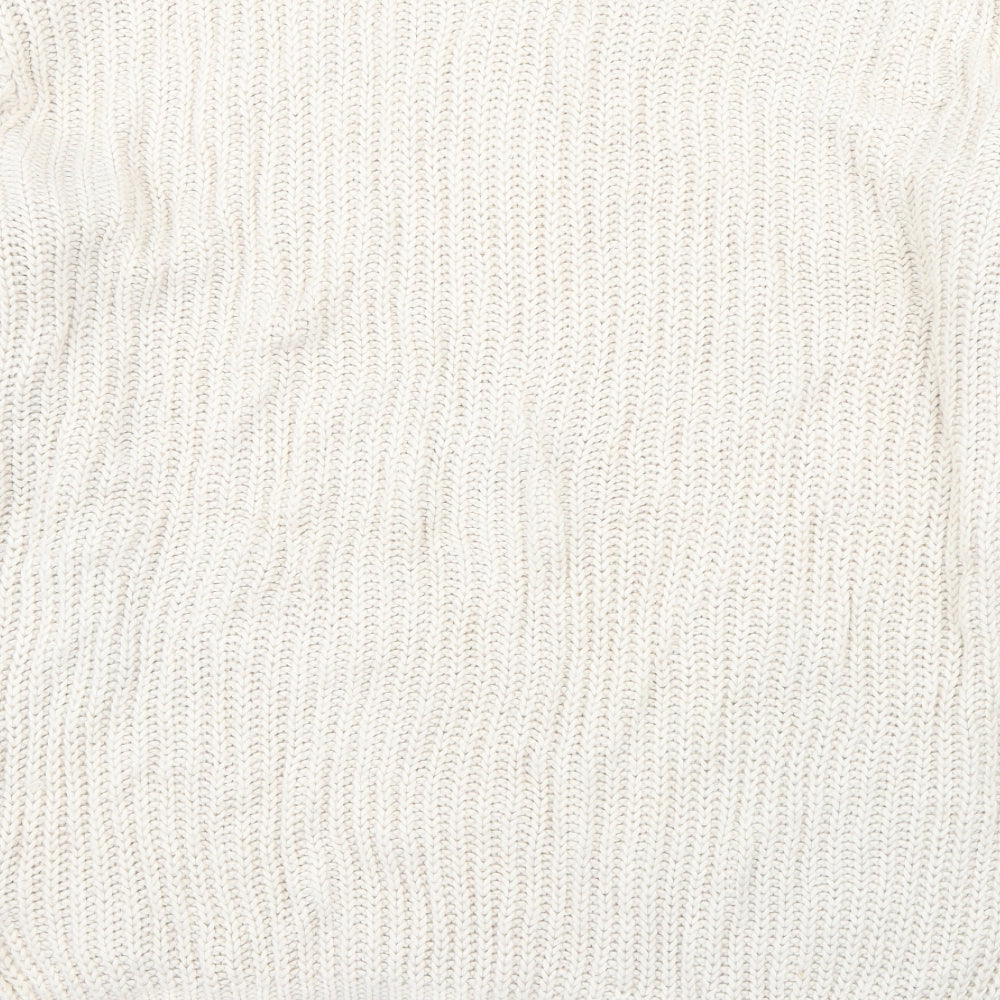 Papaya Womens Beige Round Neck  Acrylic Pullover Jumper Size L
