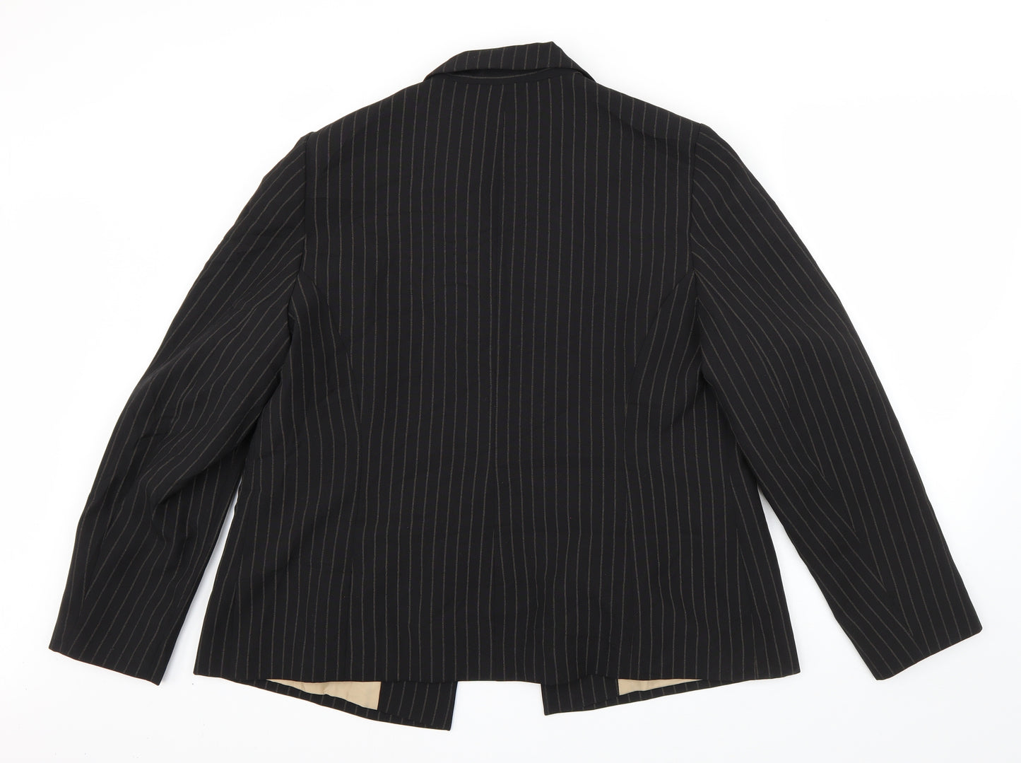 Dorothy Perkins Womens Black Striped  Jacket Blazer Size 18  Button