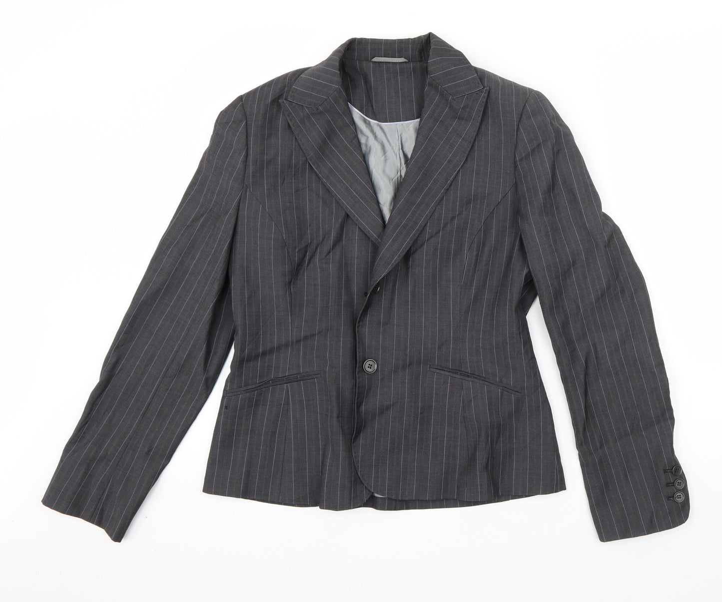 Austin Reed Womens Grey Striped  Jacket Blazer Size 12