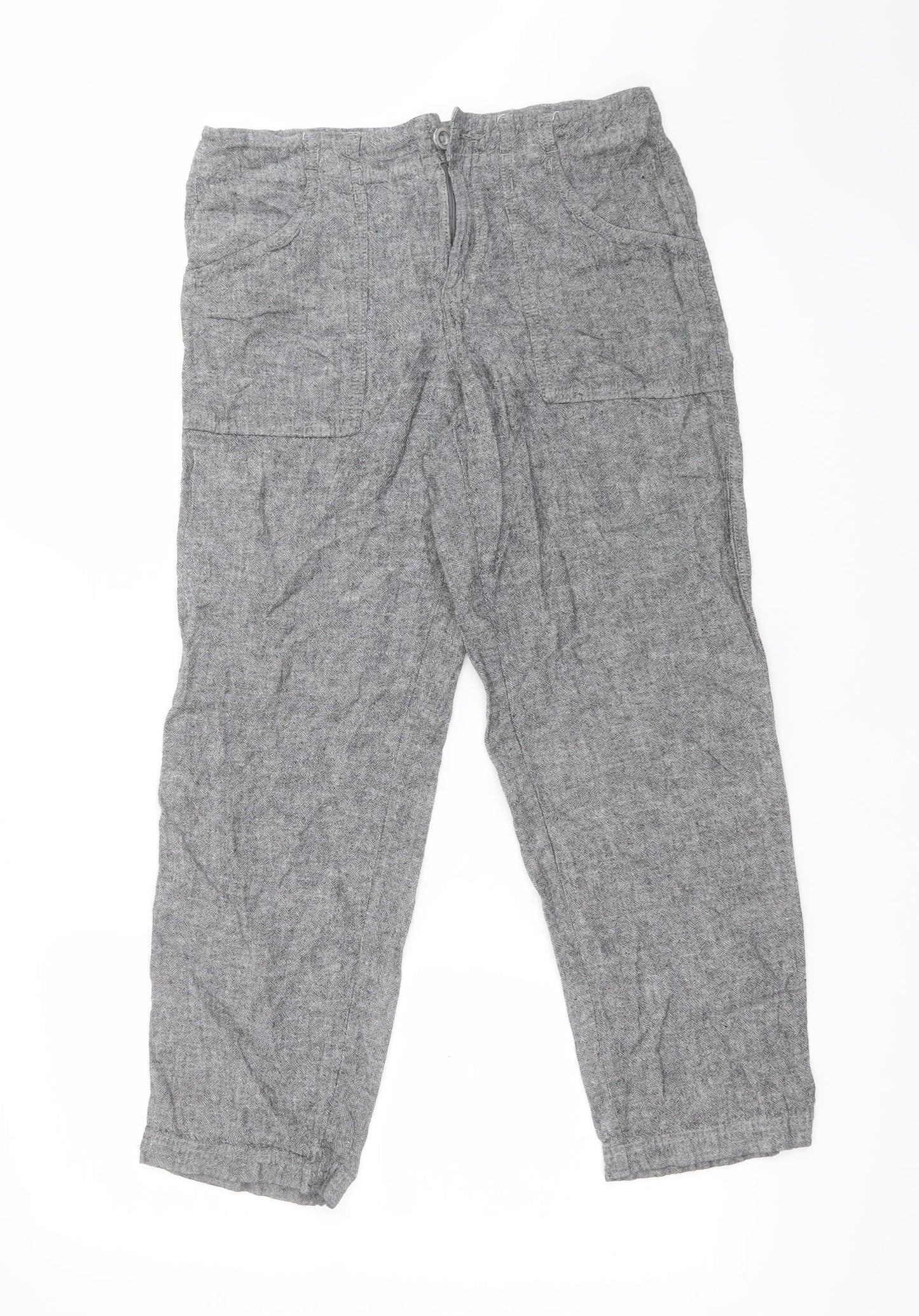 F&F Womens Grey  Linen Trousers  Size 10 L27 in Regular