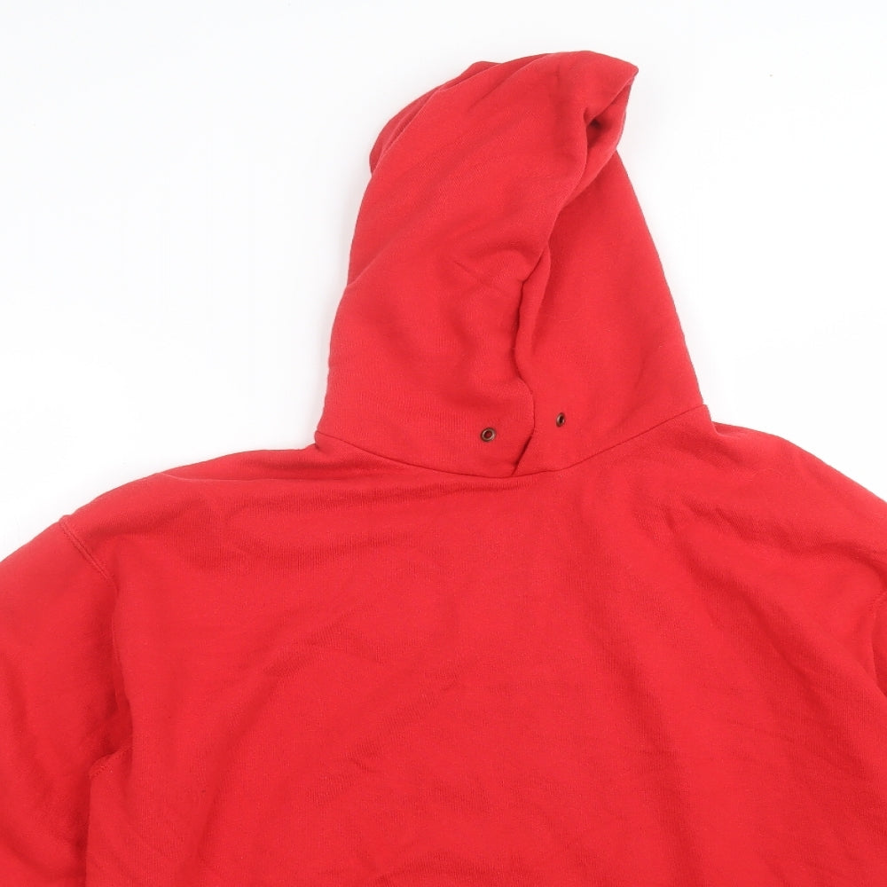 Fruit of the Loom Mens Red  Cotton Pullover Hoodie Size L