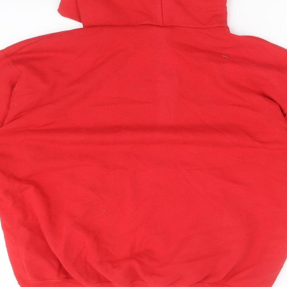 Fruit of the Loom Mens Red  Cotton Pullover Hoodie Size L